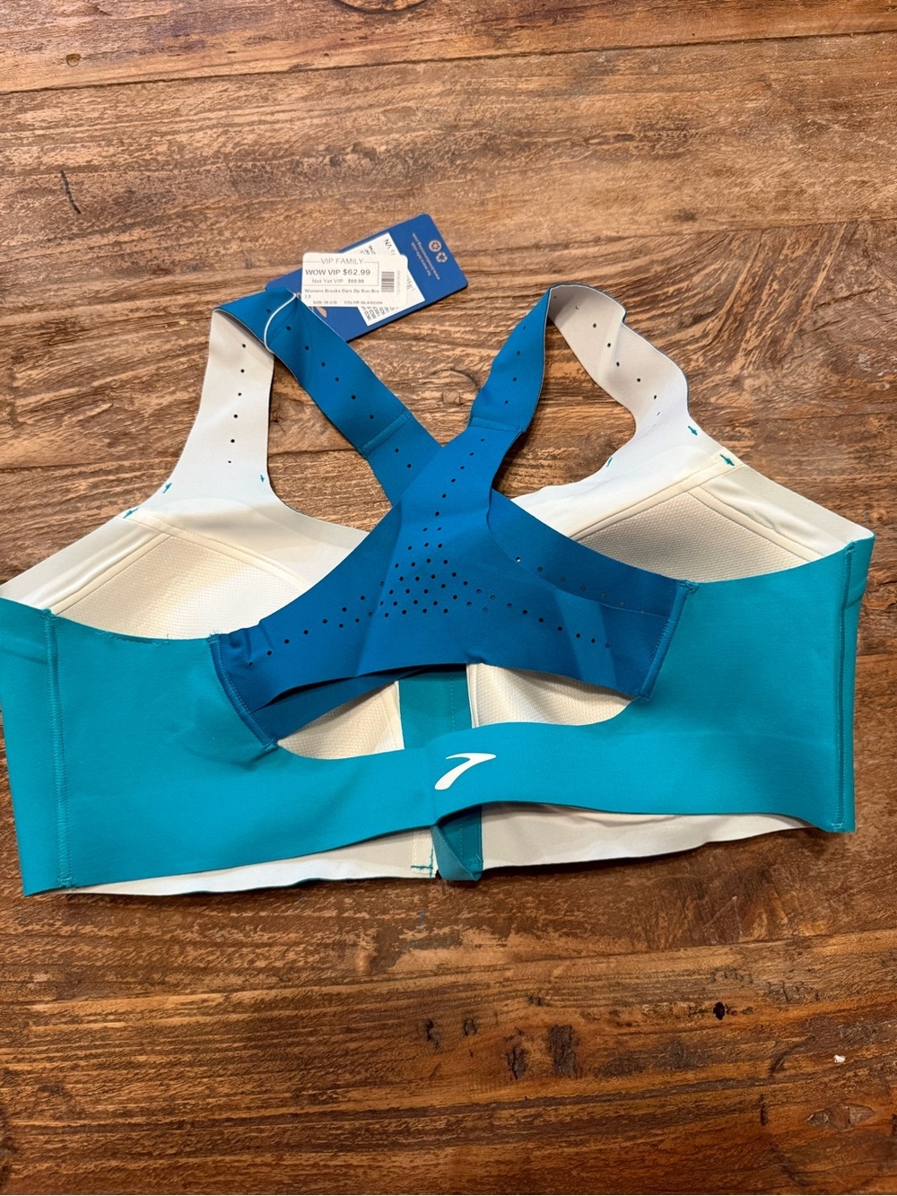 Brooks Dare Zip Run Bra Teal & Blue Front-Zip High Support Sports Bra - Picture 2 of 3